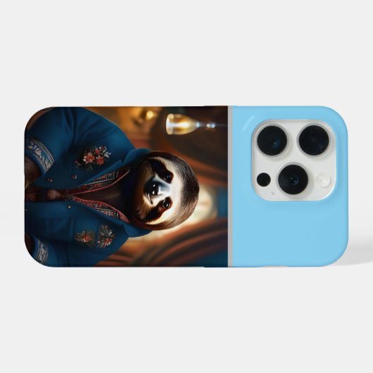 "Sip 'n' Slow: The Cozy Sloth in a Drinking Jacket iPhone Hülle (Rückseite (Horizontal))