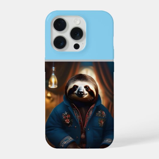 "Sip 'n' Slow: The Cozy Sloth in a Drinking Jacket iPhone Hülle (Rückseite)