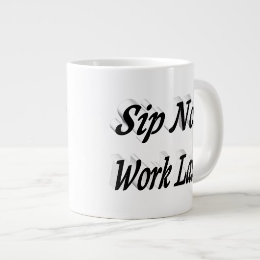 Sip Now Work Later Kaffee zitiert schwarzen Halbte Jumbo-Tasse (Vorderseite Rechts)