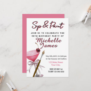 Sip & Paint Art 40. Geburtstag Einladung