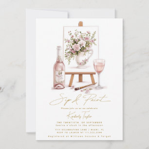 Sip & Paint Party Junggesellinnenabschied Einladung