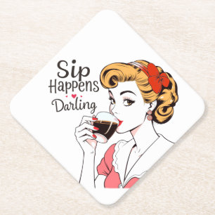 Sip passiert, Darling Sassy Retro Untersetzer