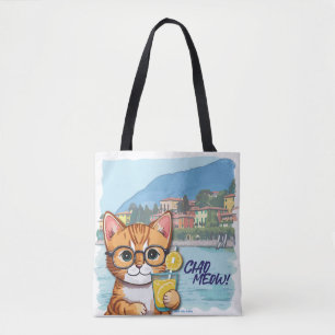 "Sip, Purr & Wander" Niedlicher orangefarbener Tis Tasche