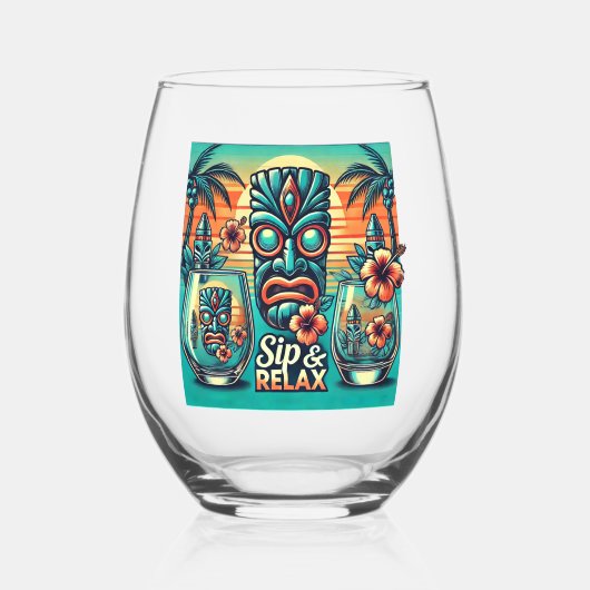 Sip & Relax Tiki Glassware Weinglas Ohne Stiel (Vorderseite)