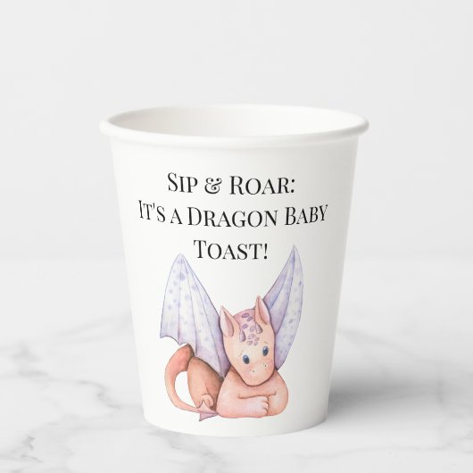 Sip & Roar: Es ist ein Dragon Baby Toast! Pappbecher (Vorderseite)