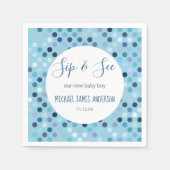 Sip & See Baby Boy Dusche Blue Polka Dots Serviette (Vorderseite)