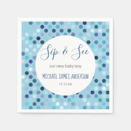 Sip & See Baby Boy Dusche Blue Polka Dots Serviette