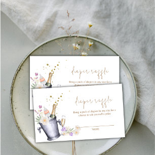 Sip & See Champagne Diaper Raffle Baby Dusche Begleitkarte