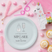 Sip & See Champagne Flasche Blue Baby Dusche Pappteller (Party)