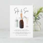Sip & See Elegancolor Green Baby Boy Einladung (Stehend Vorderseite)