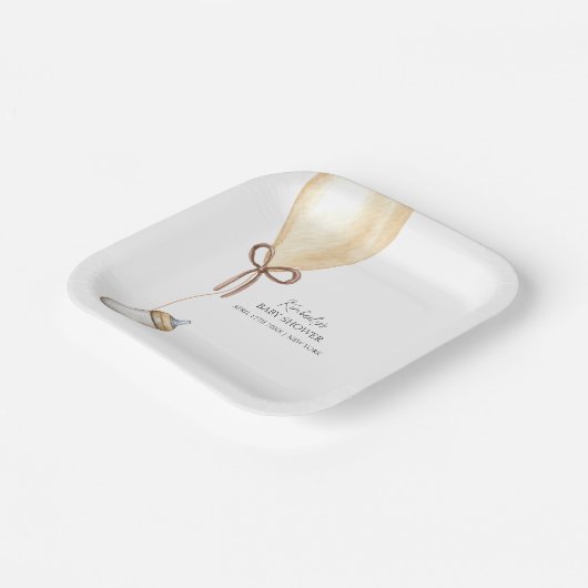 Sip & See Simple Boho Ballon Flasche Baby Dusche Pappteller (Gewinkelt)