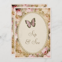 Sip & See Vintag Pearls Lace Rose Schmetterling