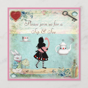 Sip & See Vintage Alice im Wunderland Baby Shower Einladung