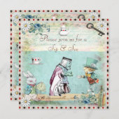 Sip & See Vintage Alice im Wunderland Babydusche Einladung (Vorne/Hinten)