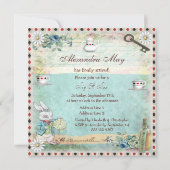 Sip & See Vintage Alice im Wunderland Babydusche Einladung (Rückseite)