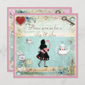 Sip & See Vintage Alice im Wunderland Babydusche Einladung (Vorne/Hinten)