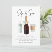 Sip & See Watercolor Green Coffee Campagne Einladung (Stehend Vorderseite)