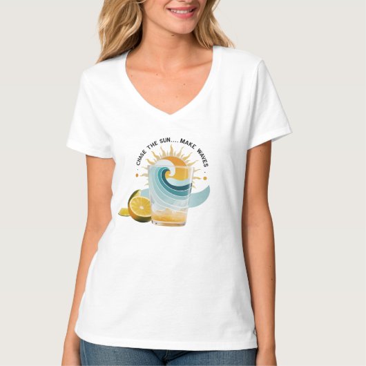 Sip & Shine - Sun, Citrus & Ocean Vibes T-Shirt (Vorderseite)