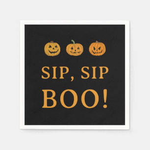 Sip Sip Boo Halloween-Party Kürbisse & Alkohol Serviette