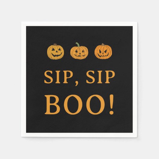 Sip Sip Boo Halloween Party | Pumpkins & Booze Serviette (Vorderseite)