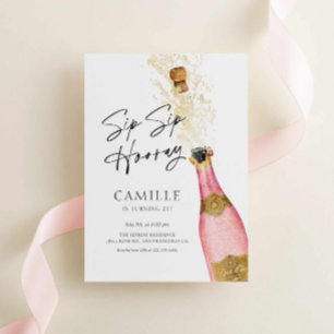 Sip Sip Hooray 21. Geburtstag Champagner-Einladung Einladung