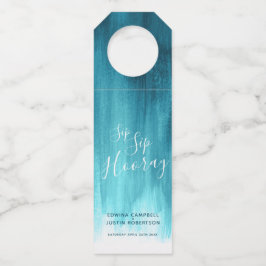 Sip Sip Hooray benutzerdefinierte Hochzeit abstrak Flaschenanhänger