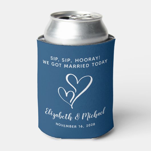 Sip Sip Hooray Blue Gastgeschenk Hochzeit Dosenkühler (Kanne Vorderseite)