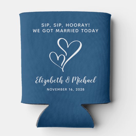 Sip Sip Hooray Blue Gastgeschenk Hochzeit Dosenkühler (Rückseite)