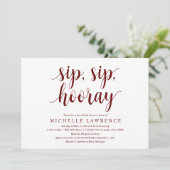 Sip, Sip, Hooray, Brautparty Celebration Invita Einladung (Stehend Vorderseite)