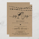 Sip Sip Hooray Brautparty Einladung (Vorne/Hinten)