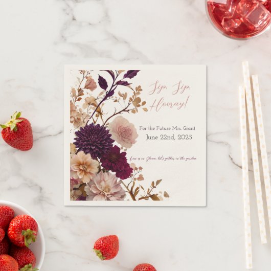 Sip Sip Hooray Brautparty | Garden Floral Serviette (Beispiel)