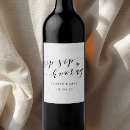 Sip Sip Hooray Brautparty Hochzeit Weinetikett