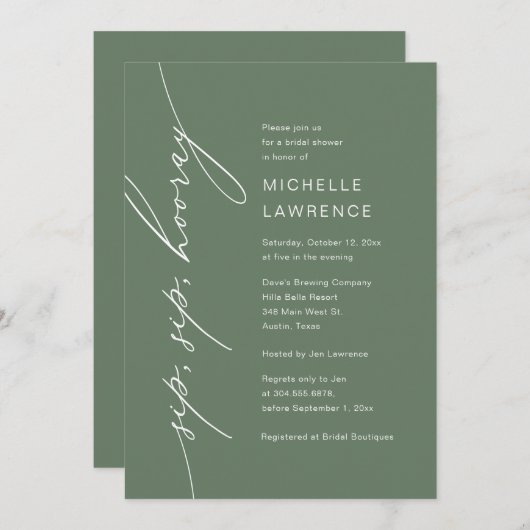 Sip, Sip, Hooray, Brautparty Party Celebration Einladung (Vorne/Hinten)