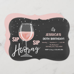 Sip Sip Hooray Chalkboard Wine Erwachsene Geburtst Einladung