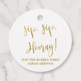 Sip Sip Hooray, Champagner Baby Dusche Tags Geschenkanhänger