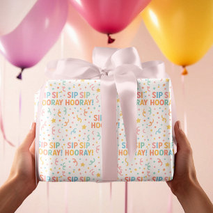 Sip Sip Hooray! Colorful Confetti Fun Geschenkpapier