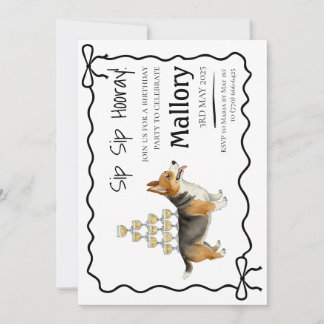 Sip Sip Hooray Corgi Watercolor Save The Date