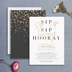 Sip Sip Hooray Einfache Black Gold Virtual Dusche Einladung