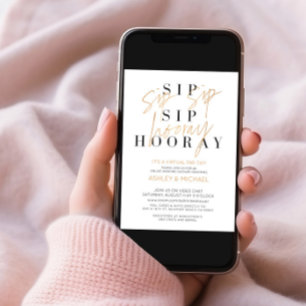 Sip Sip Hooray Einfache Black Gold Virtual Dusche Einladung