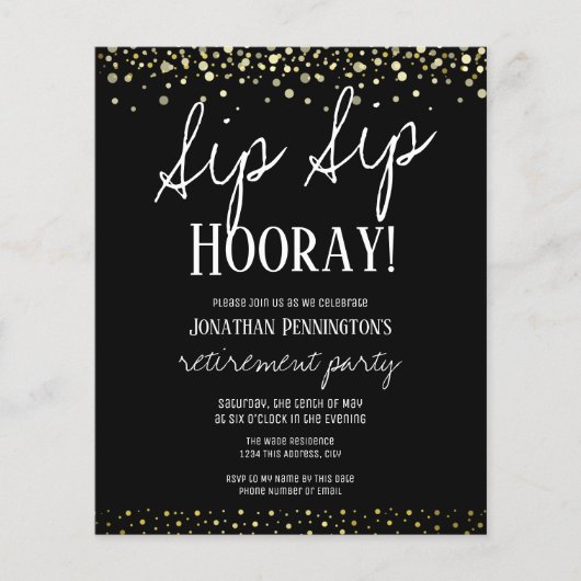 Sip Sip Hooray Elegantes Party für Goldene Rente (Vorderseite)