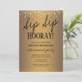 Sip Sip Hooray Elegantes Party für Goldene Rente Einladung (Stehend Vorderseite)