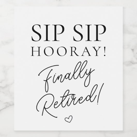 Sip Sip Hooray! Elegantes Weihnachtsgeschenk Weink Weinetikett (Einzelnes Label)