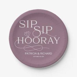 Sip-Sip-Hooray-Engagement Partei Lila Pappteller