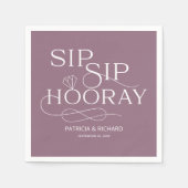 Sip-Sip-Hooray-Engagement Partei Lila Serviette (Vorderseite)