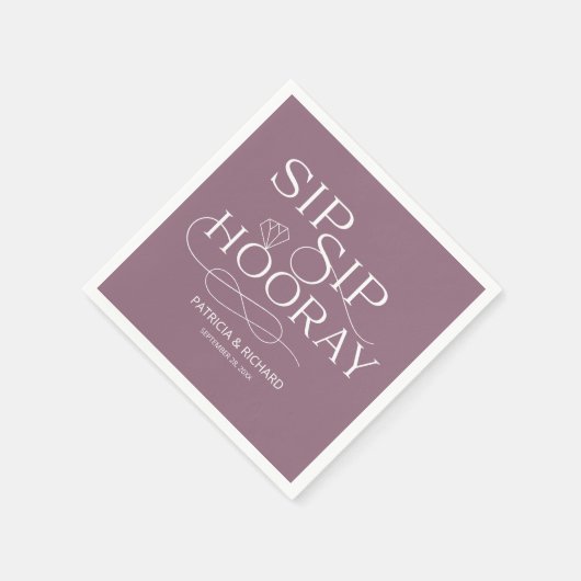 Sip-Sip-Hooray-Engagement Partei Lila Serviette (Ecke)