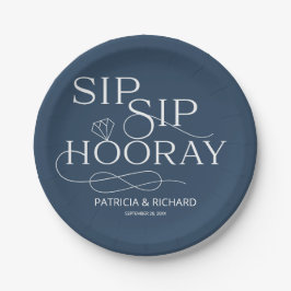 Sip Sip Hooray Engagement Party Blau Pappteller