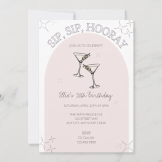 Sip, Sip Hooray Erwachsene Geburtstagsparty Einlad Einladung