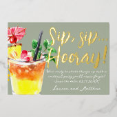 Sip, Sip Hooray! Fun Cocktail Save the Date Folieneinladung (Vorderseite)