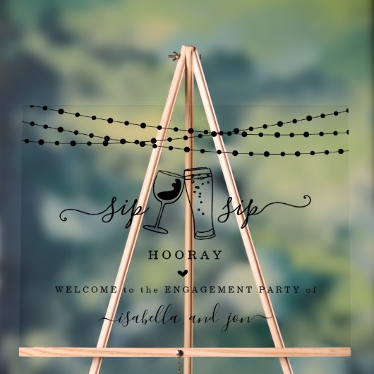 Sip Sip Hooray Fun Welcome Sign Acrylschild (Neutral)