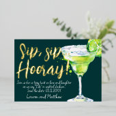 Sip, Sip Hooray! Funny Cocktail Save the Date Folieneinladung (Stehend vorne)
